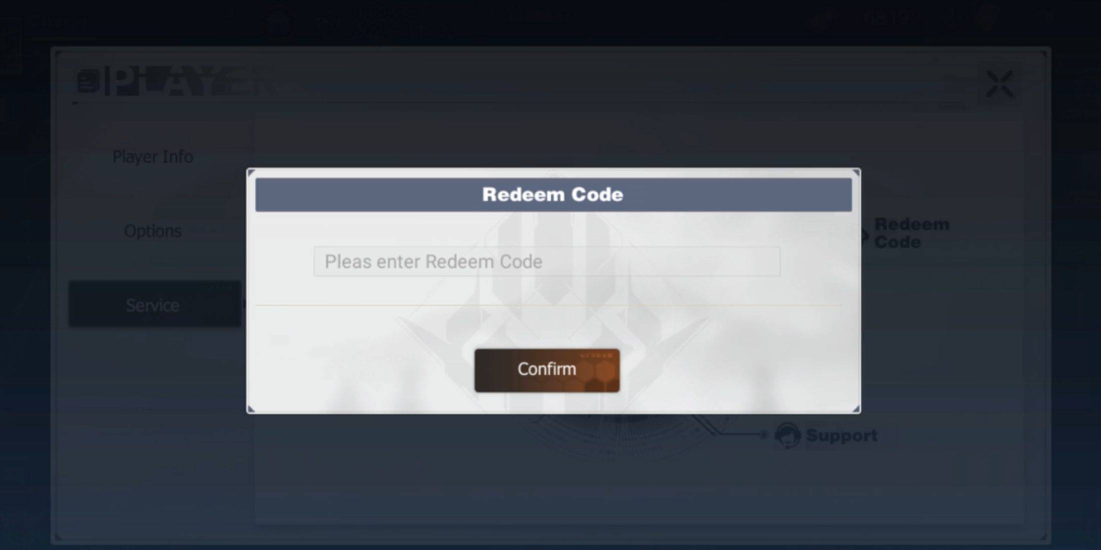 Mecha Heart of Steel Code Redemption Interface