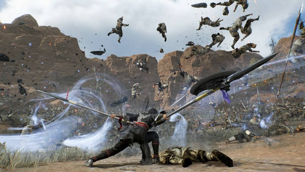 A character wielding twin pikes in Dynasty Warriors: Origins