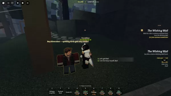 Un giocatore di Beaks parla con l'NPC Alex