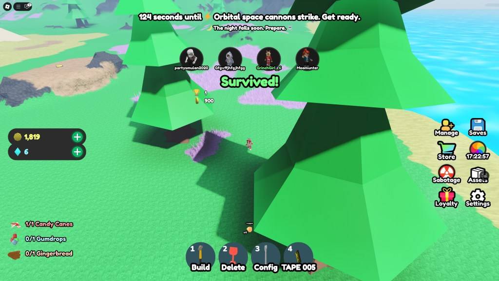 A player surviving an attack in Build Defense