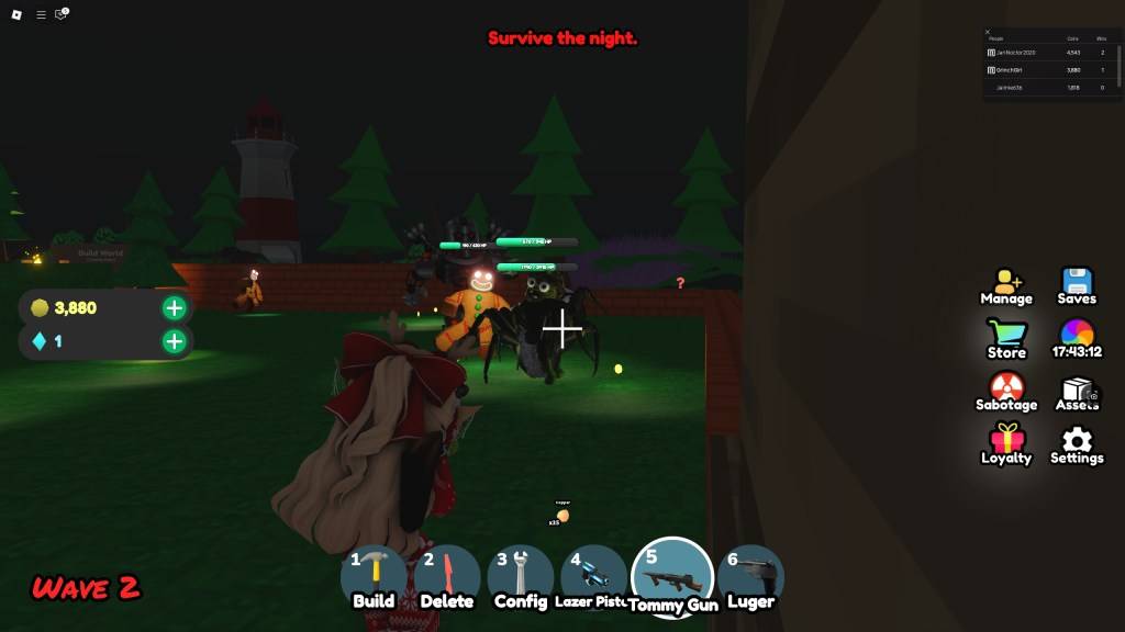 A player battling zombies in Build Defense