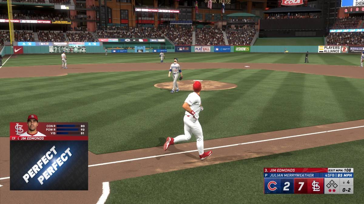 Джим Эдмондс выбивает хоум-ран в геймплее MLB The Show 25
