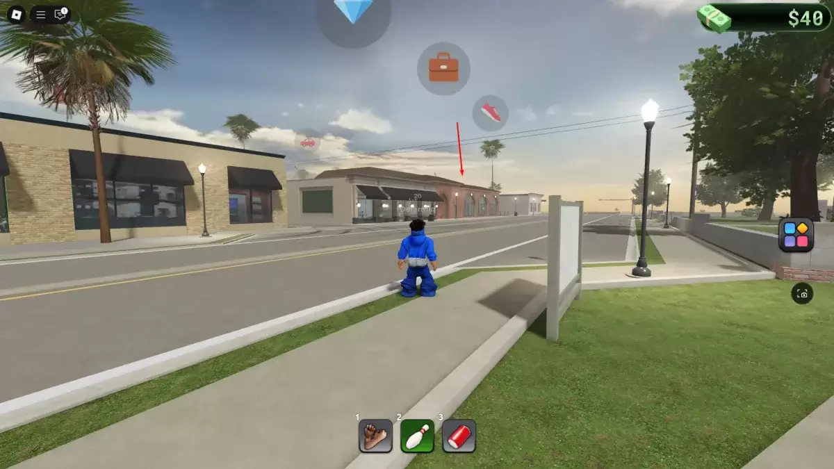 A player looking at the location of cook job in BlockSpin