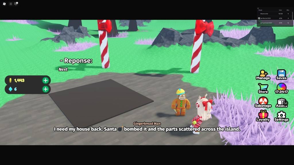 A player interacting with NPCs in Build Defense