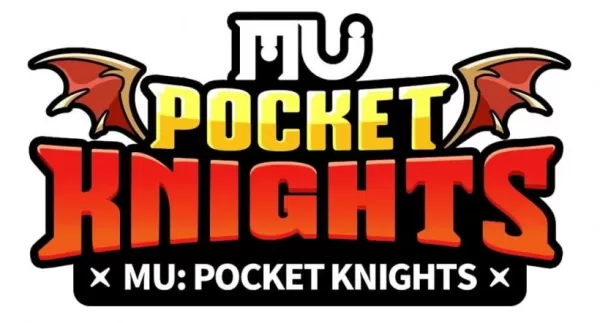 MU：ポケットナイツのロゴ。翼をまとった文字列