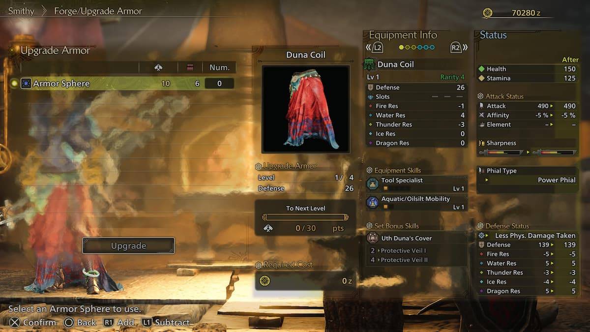 การอัพเกรดเกราะด้วยทรงกลมเกราะใน Monster Hunter Wilds