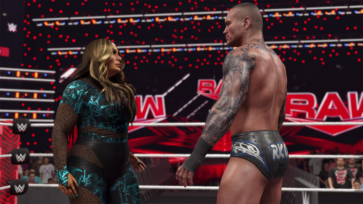Nia Jax ve Randy Orton, WWE 2K25'teki bir Intergender maçında Pazartesi Gecesi Raw ile karşılaştı