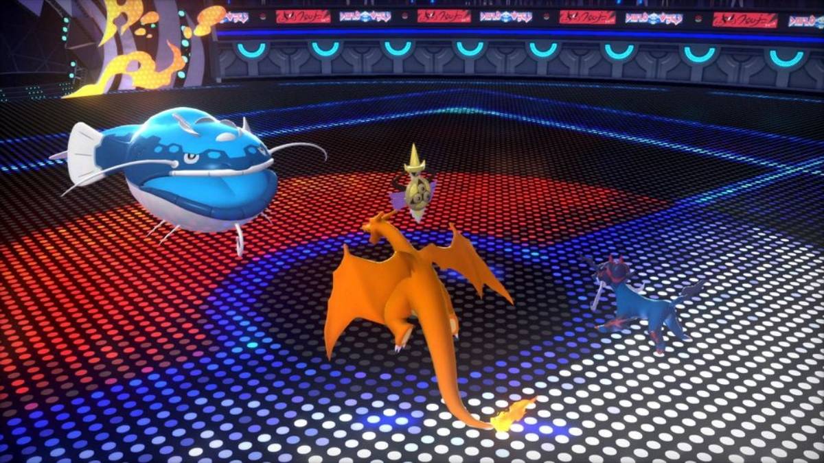 A Pokémon Champions battle involving a Charizard and Samurott